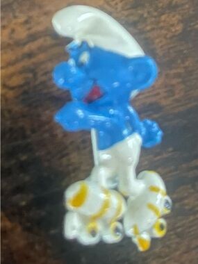 Blue Smurf Roller Skating Enamel Pin Charm